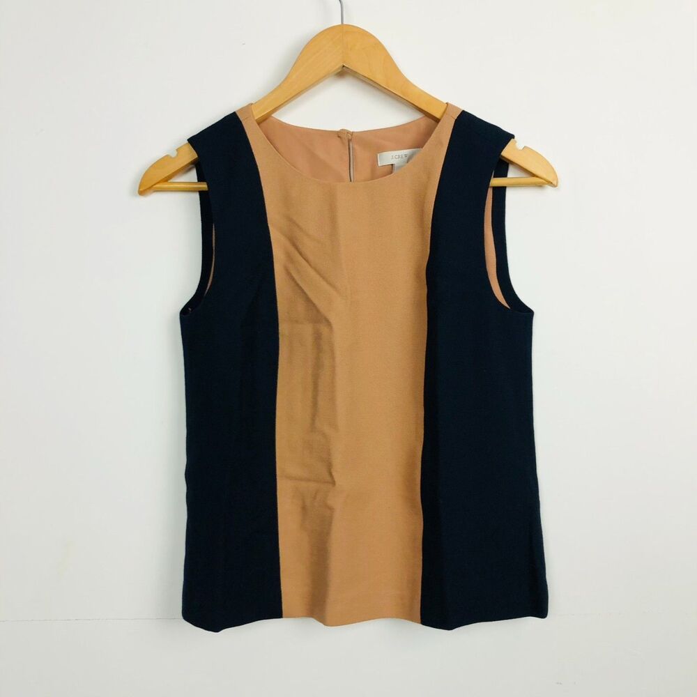 J Crew Women's 100% Wool Color Block Tank Top Sleeveless Shirt Size Size 0